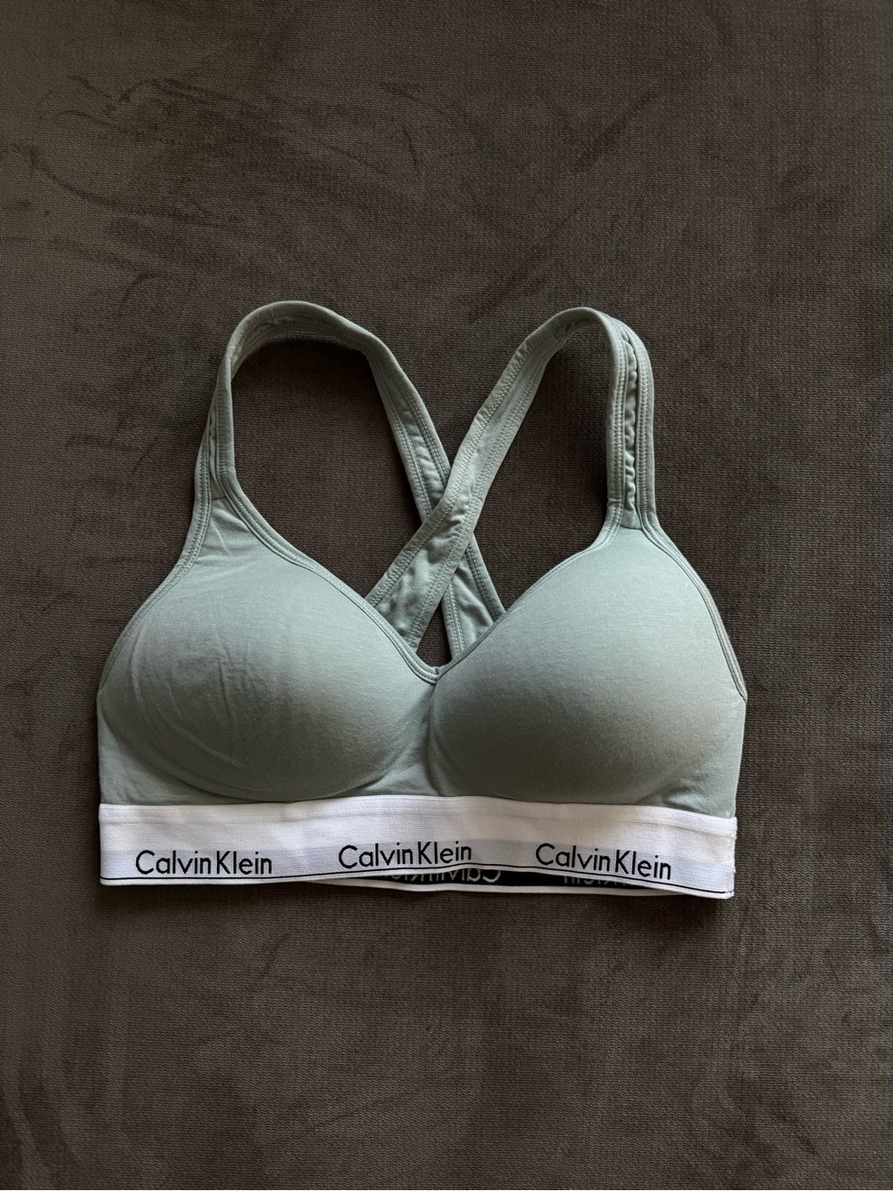 Calvin Klein Women's Sage Green Padded Racerback Bralette